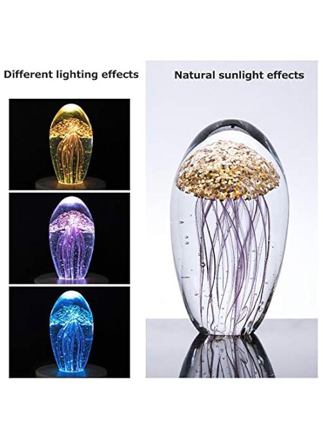 Hand Blown Art Glass Figurine Crystal Jellyfish Paperweight for Home Decor Handmade Sea Animals Collection Ornaments for Office Desk - Image 5